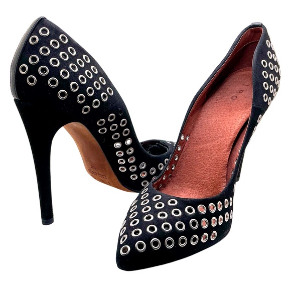 IRO Shoes - IRO Suede Eyelet Trim Pumps Heels Stilettos Black US 9.5 EUR 40